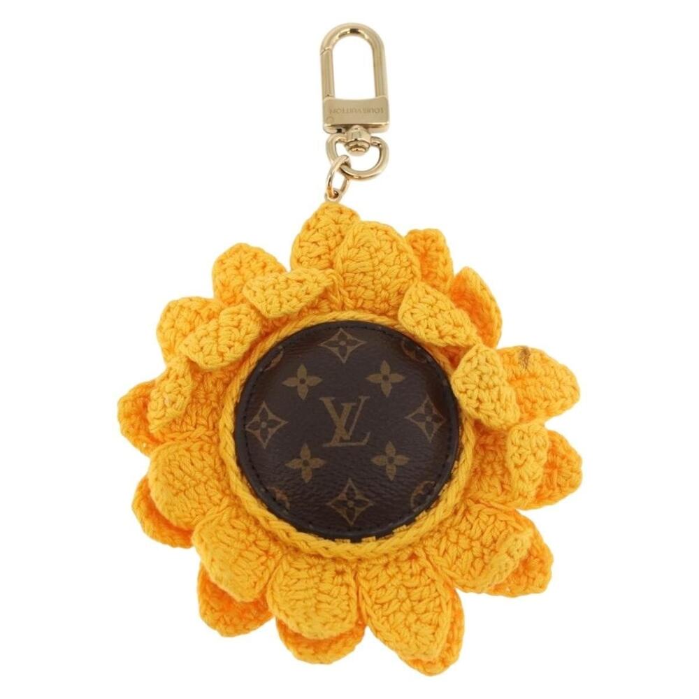Louis Vuitton Monogram Bag Charm Sun Flower Crochet Brown